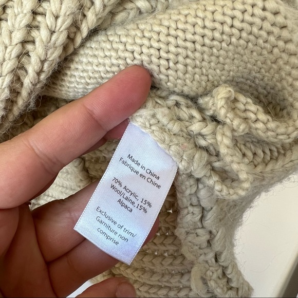 Left on Houston Cream Chunky Knit Sweater Cardigan Zipper Detail Size XS - Picture 6 of 7